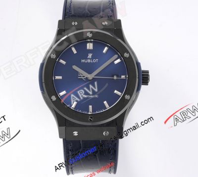 GS Factory Hublot Classic Fusion Super Clone Black Ceramic Case Blue Dial Watch